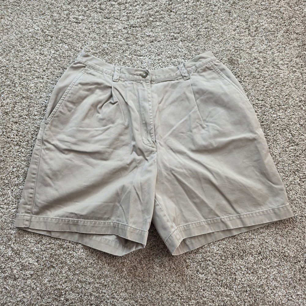 VINTAGE Lauren Ralph Lauren Shorts Womens 4 Tan Cotton Pleated Chino Ladies